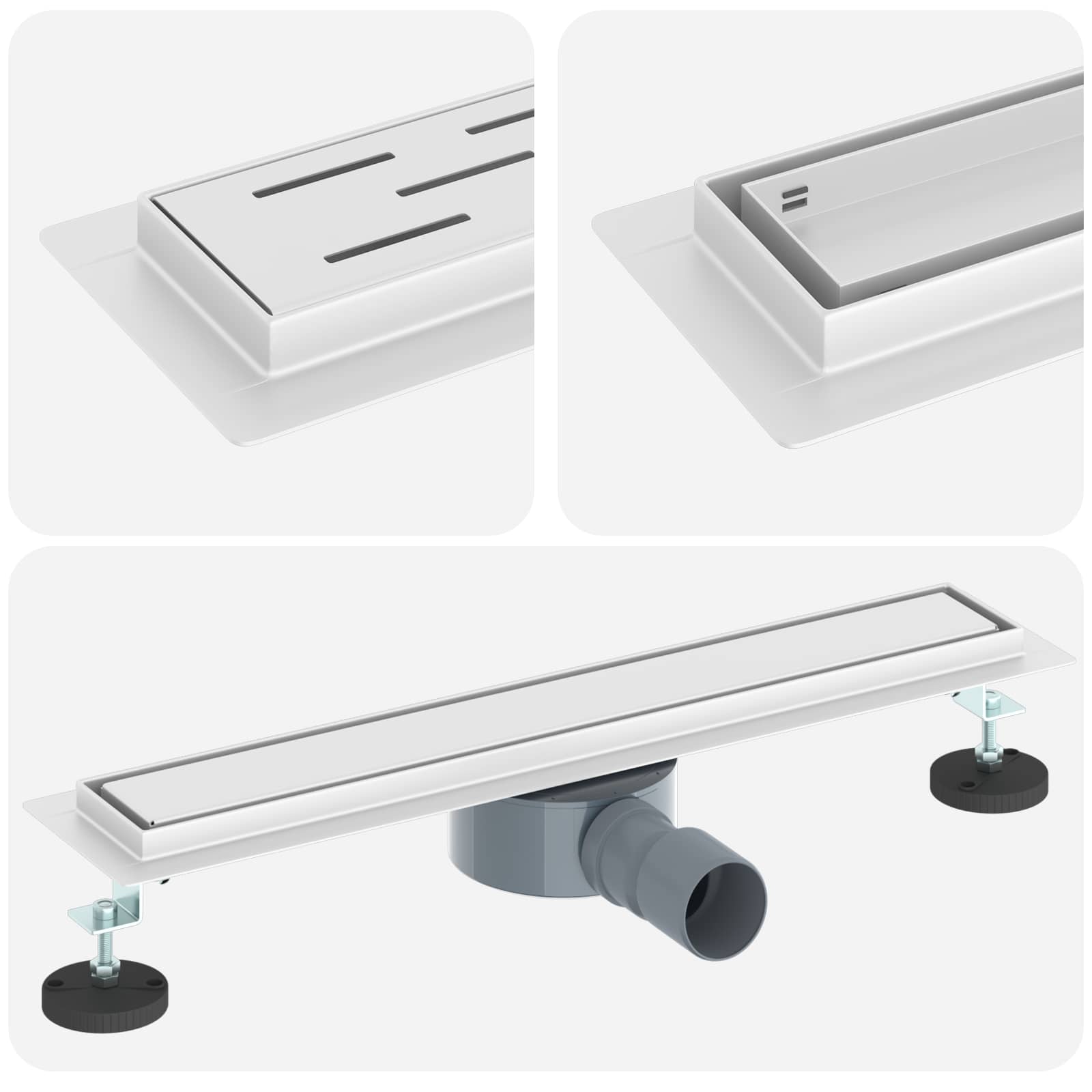 Thumbnail - vidaXL Duschablauf 2-in-1 mit 360° Siphon Silber 50 cm Edelstahl 304