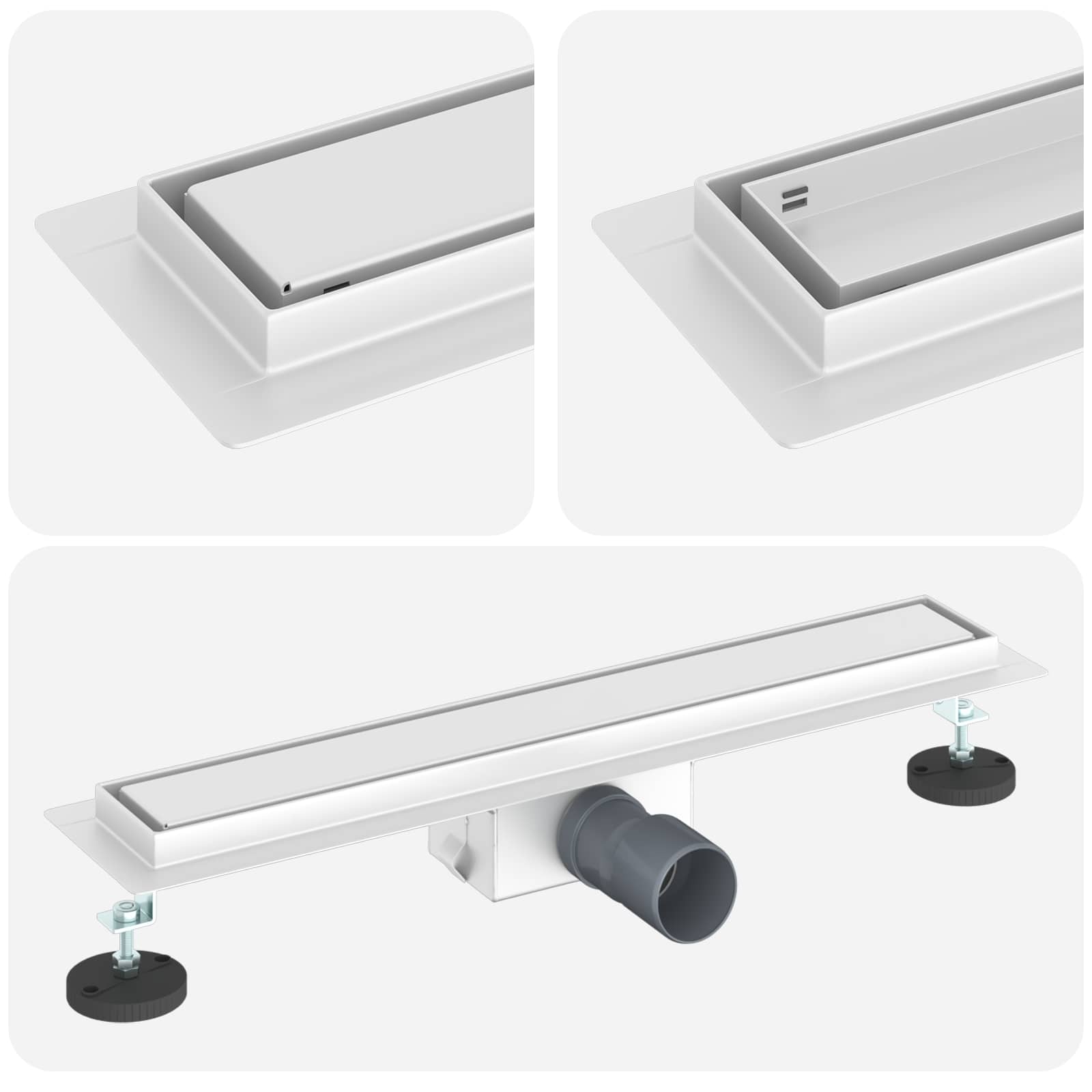 Thumbnail - vidaXL 2 in 1 Duschabfluss Silber 60 cm Edelstahl 304