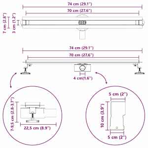 360° odtok na sprchu s slim modelem Stříbrná 70 cm - obrázek 13