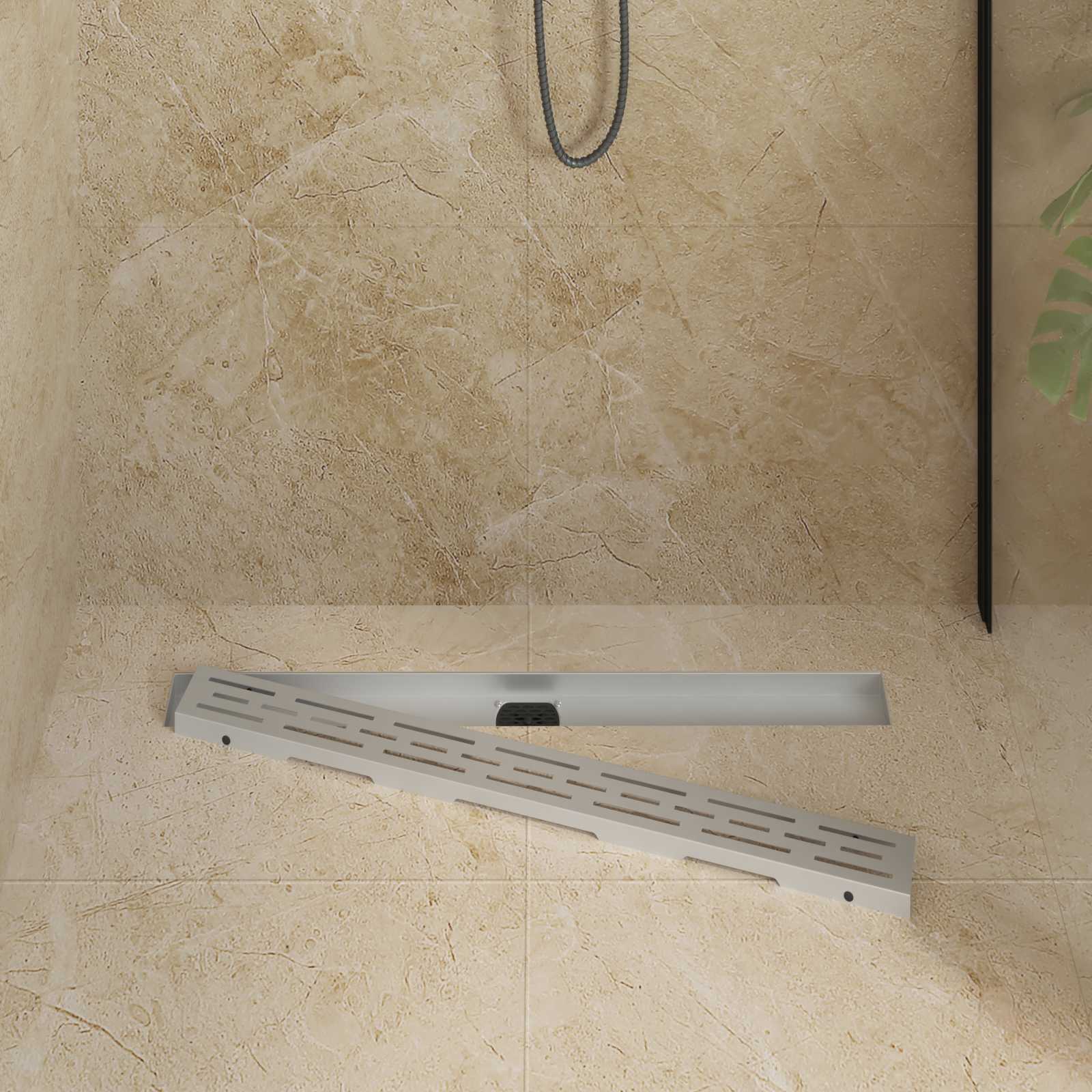 Tuš odtok Stekleni pokrov s 360° sifonom srebrna 80 cm - slika 3