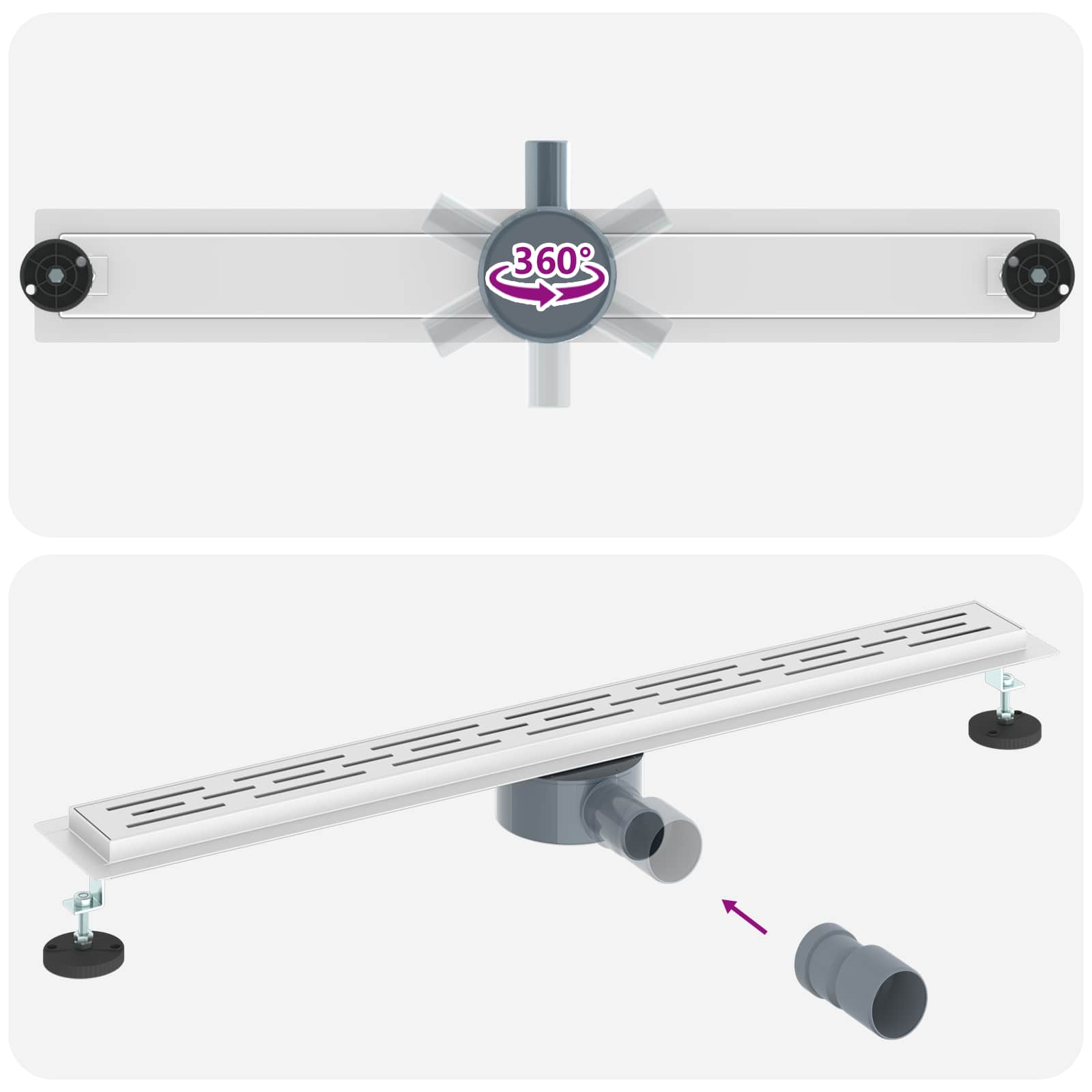 Tuš odtok Stekleni pokrov s 360° sifonom srebrna 80 cm - slika 12