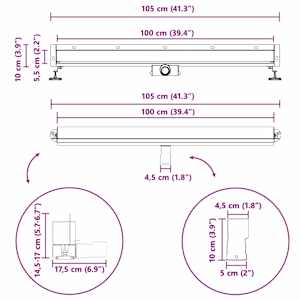 Nástěnný sprchový odtok Stříbrná 100 cm Nerezová ocel 304 - obrázek 13
