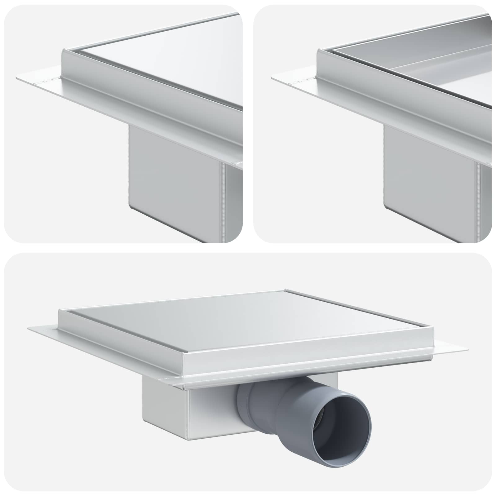 Thumbnail - vidaXL 2 in 1 Duschabfluss Silber 20 x 20 cm Edelstahl 304