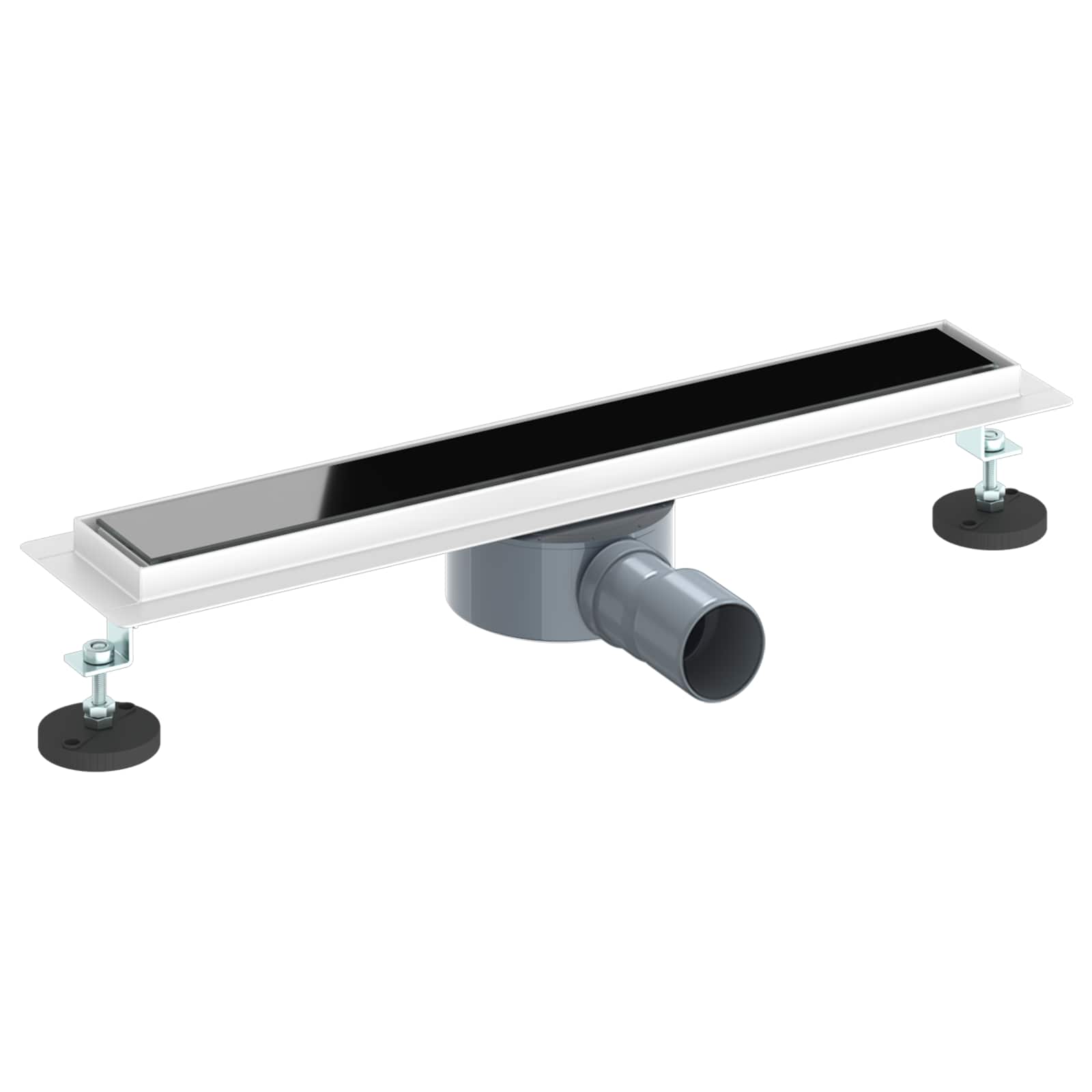 Duša noteka ar stikla vāku un 360° sifonu Melna 50 cm