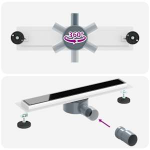 Sprchový odtok s skleněným víkem a 360° sifonem Černá 50 cm - obrázek 12