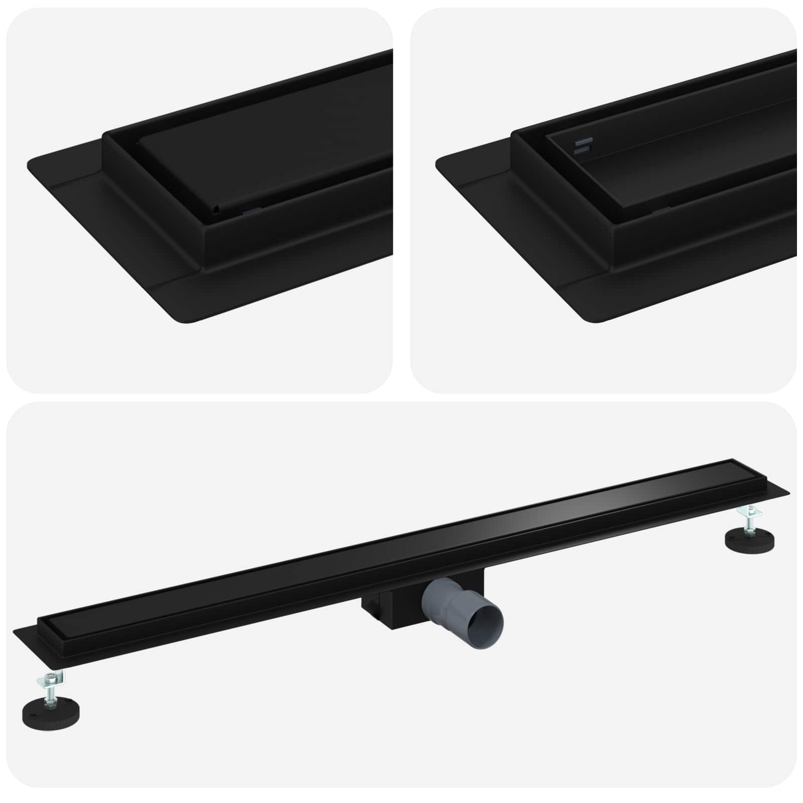 Thumbnail - vidaXL 2 in 1 Duschabfluss Schwarz 90 cm Edelstahl 304