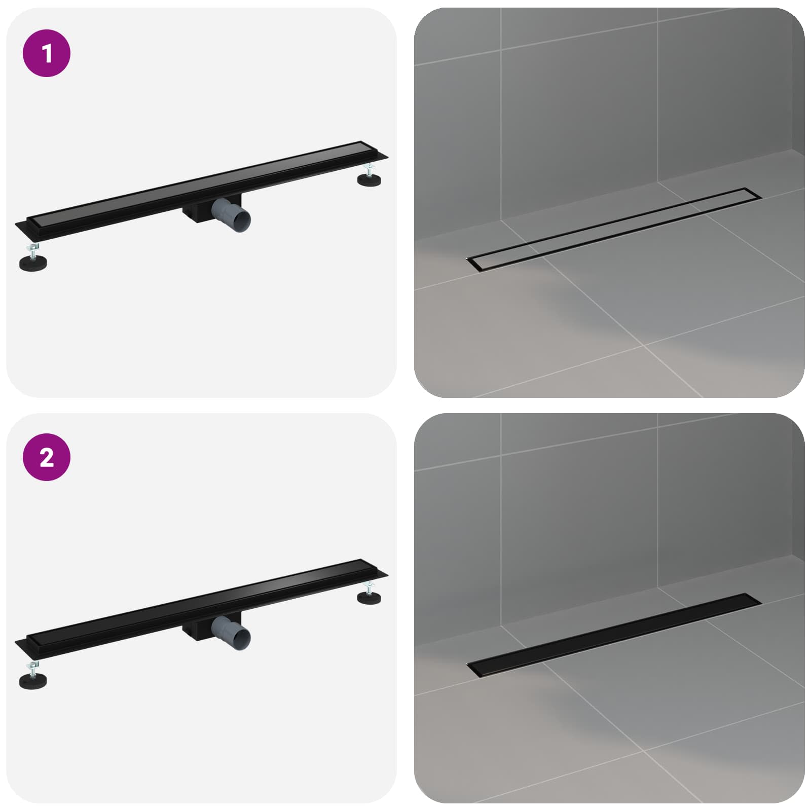 2 v 1 Odvod za prho Črna 90 cm Nerjaveče jeklo 304 - slika 13