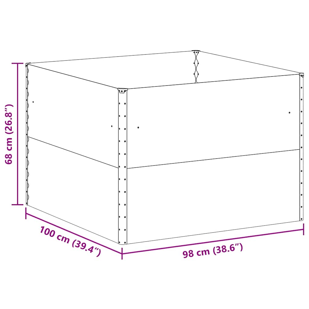 Vrtna visoka greda 98 x 100 x 68 cm Cinkana jeklena - slika 13
