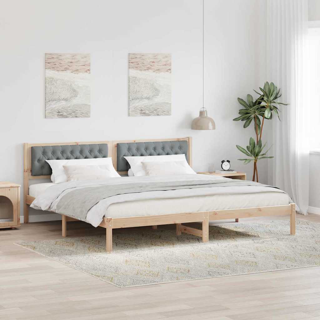 Paturi & cadre pat - Cadru de pat cu headboard Gri deschis 200 x 200 cm țesătură
