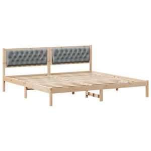 Rám postele Světle šedá 200 x 200 cm Masivní borové dřevo - obrázek 2