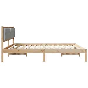 Rám postele Světle šedá 200 x 200 cm Masivní borové dřevo - obrázek 6