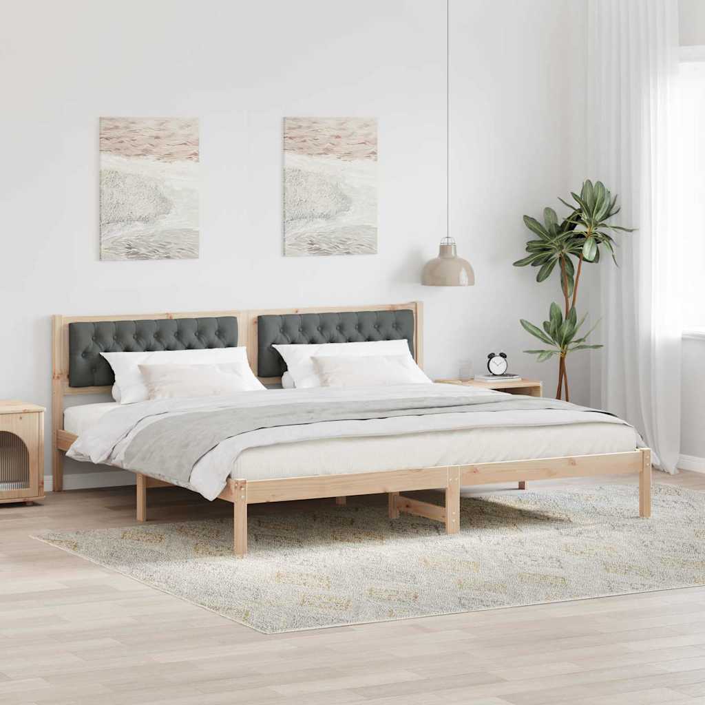 Paturi & cadre pat - Cadru de pat cu headboard Gri închis 200 x 200 cm țesătură