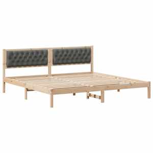 Rám postele s čelo Tmavě šedá 200 x 200 cm Masivní borové dřevo - obrázek 2