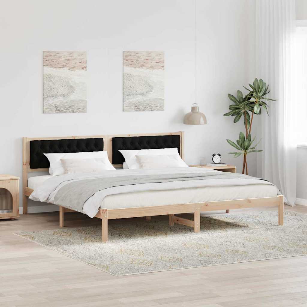 Paturi & cadre pat - Cadru de pat cu headboard Negru 200 x 200 cm țesătură