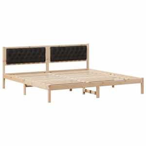 Rám postele s čelo Černá 200 x 200 cm Masivní borové dřevo - obrázek 2