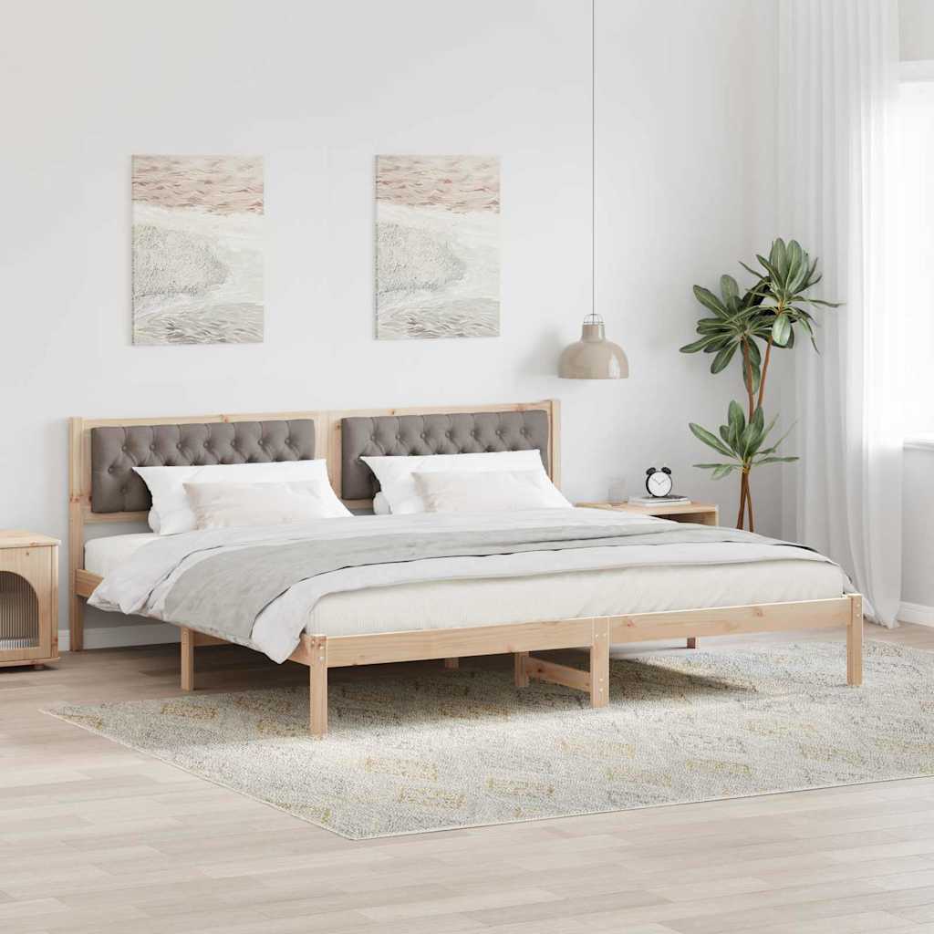 Paturi & cadre pat - Cadru de pat cu headboard Gri taupe 200 x 200 cm țesătură