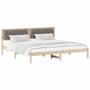 Rám postele s čelo Taupe 200 x 200 cm Masivní borové dřevo - obrázek 3