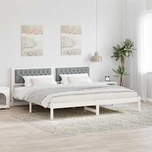 Rám postele Světle šedá 200 x 200 cm Masivní borové dřevo - obrázek 1