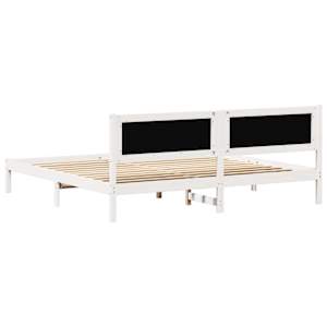 Rám postele Světle šedá 200 x 200 cm Masivní borové dřevo - obrázek 7