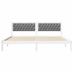 Rám postele Světle šedá 200 x 200 cm Masivní borové dřevo - obrázek 5