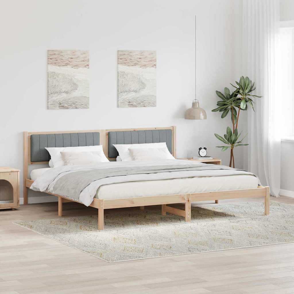 Paturi & cadre pat - Cadru de pat cu headboard Gri deschis 200 x 200 cm țesătură