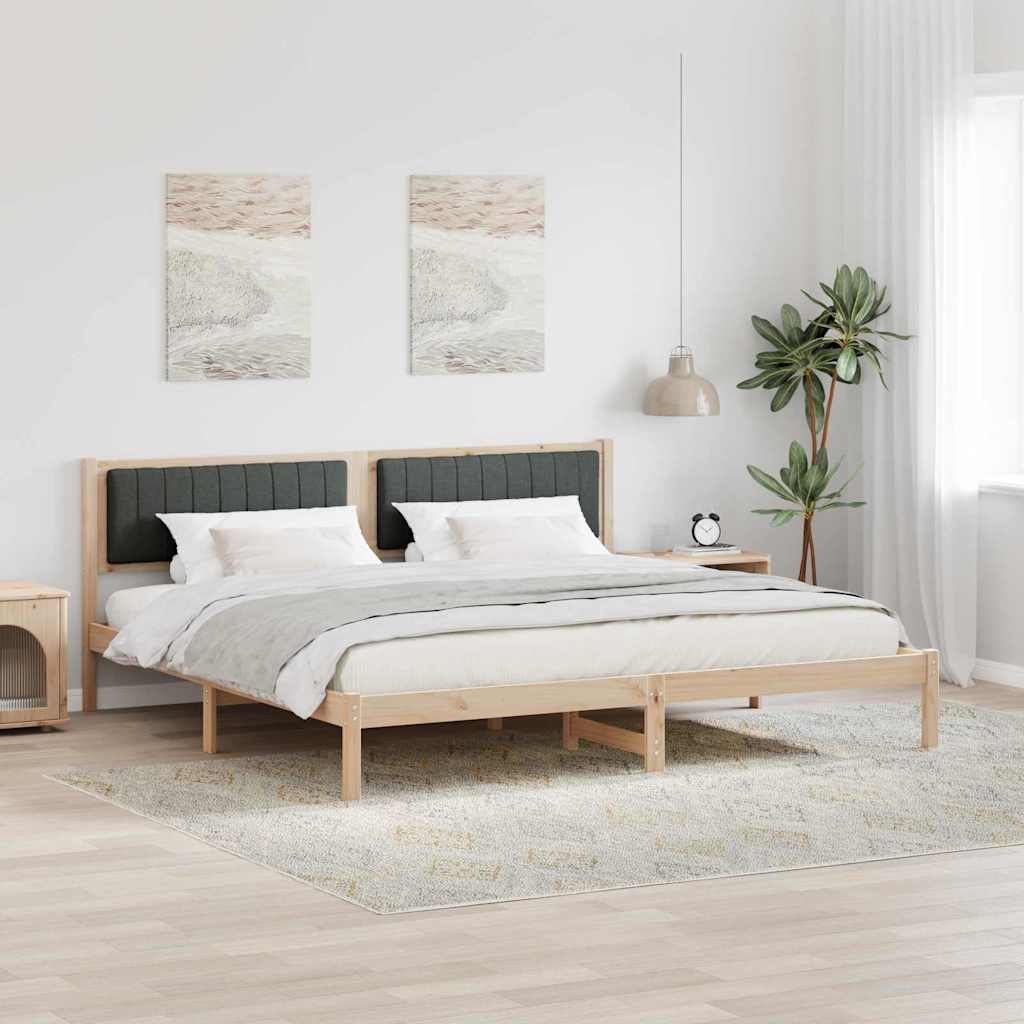Paturi & cadre pat - Cadru de pat cu headboard Gri închis 200 x 200 cm țesătură