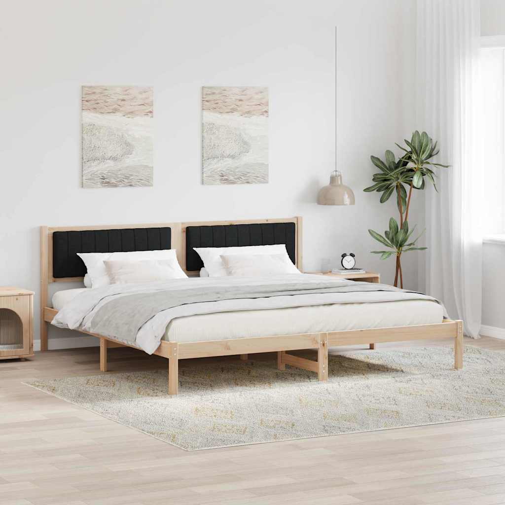 Paturi & cadre pat - Cadru de pat cu headboard Negru 200 x 200 cm țesătură