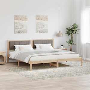 Rám postele s čelo Taupe 200 x 200 cm Masivní borové dřevo - obrázek 1