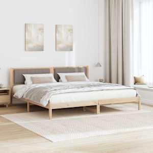 Rám postele s čelo Taupe 200 x 200 cm Masivní borové dřevo - obrázek 4