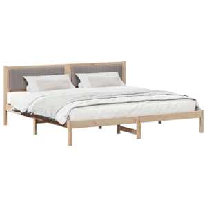 Rám postele s čelo Taupe 200 x 200 cm Masivní borové dřevo - obrázek 3