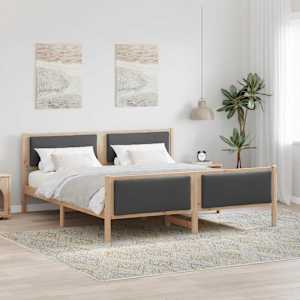 Rám postele s čelo Tmavě šedá 200 x 200 cm textil - obrázek 1