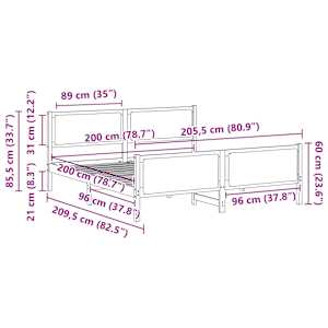Rám postele s čelo Tmavě šedá 200 x 200 cm textil - obrázek 11