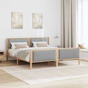 Rám postele s čelo Světle šedá 180 x 200 cm textil - obrázek 4