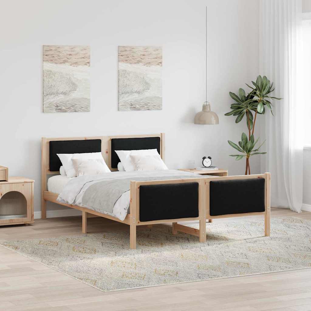vidaXL Bettgestell mit Kopfteil Schwarz 150 x 200 cm Stoff