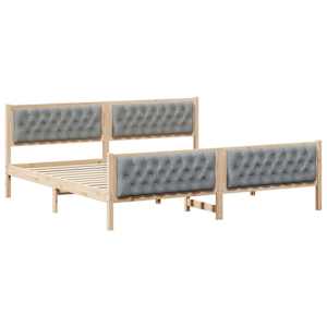 Rám postele Světle šedá 200 x 200 cm Masivní borové dřevo - obrázek 2