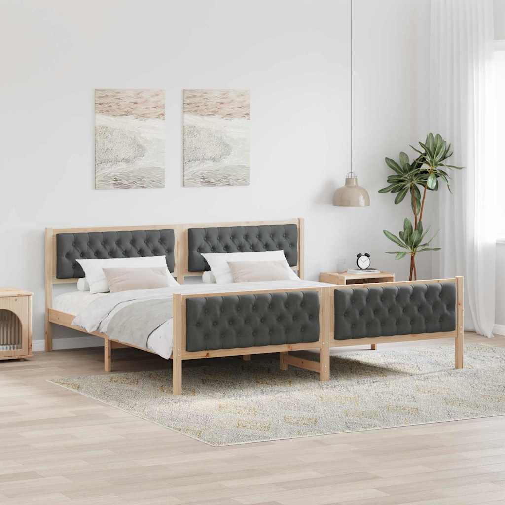 Paturi & cadre pat - Cadru de pat cu headboard Gri închis 200 x 200 cm țesătură