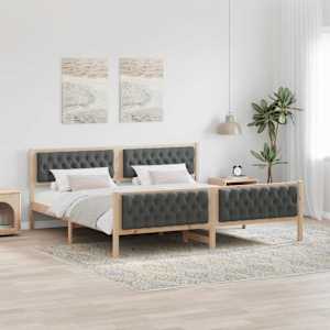 Rám postele s čelo Tmavě šedá 200 x 200 cm Masivní borové dřevo - obrázek 1
