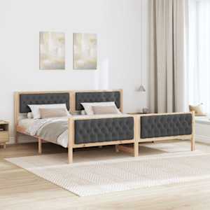 Rám postele s čelo Tmavě šedá 200 x 200 cm Masivní borové dřevo - obrázek 4