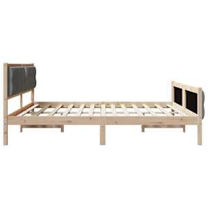 Rám postele s čelo Tmavě šedá 200 x 200 cm Masivní borové dřevo - obrázek 6