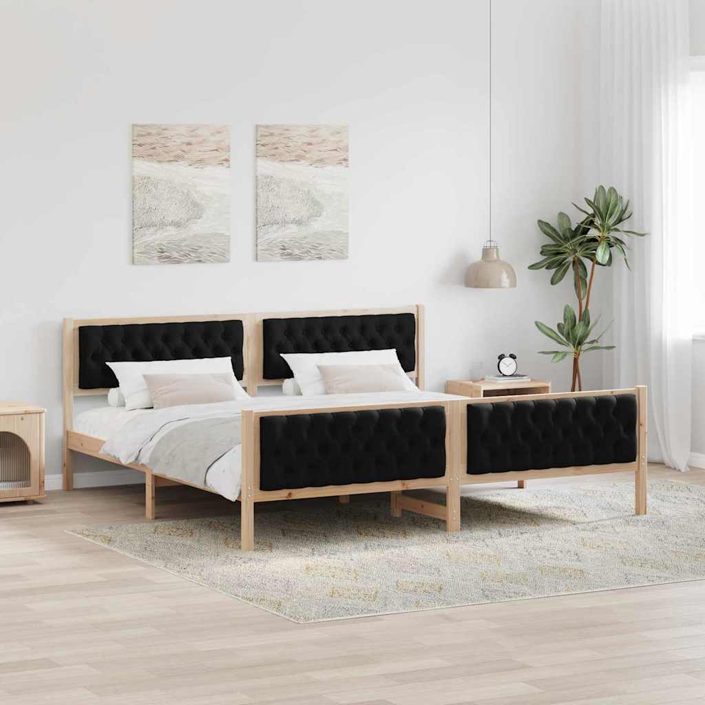 Paturi & cadre pat - Cadru de pat cu headboard Negru 200 x 200 cm țesătură