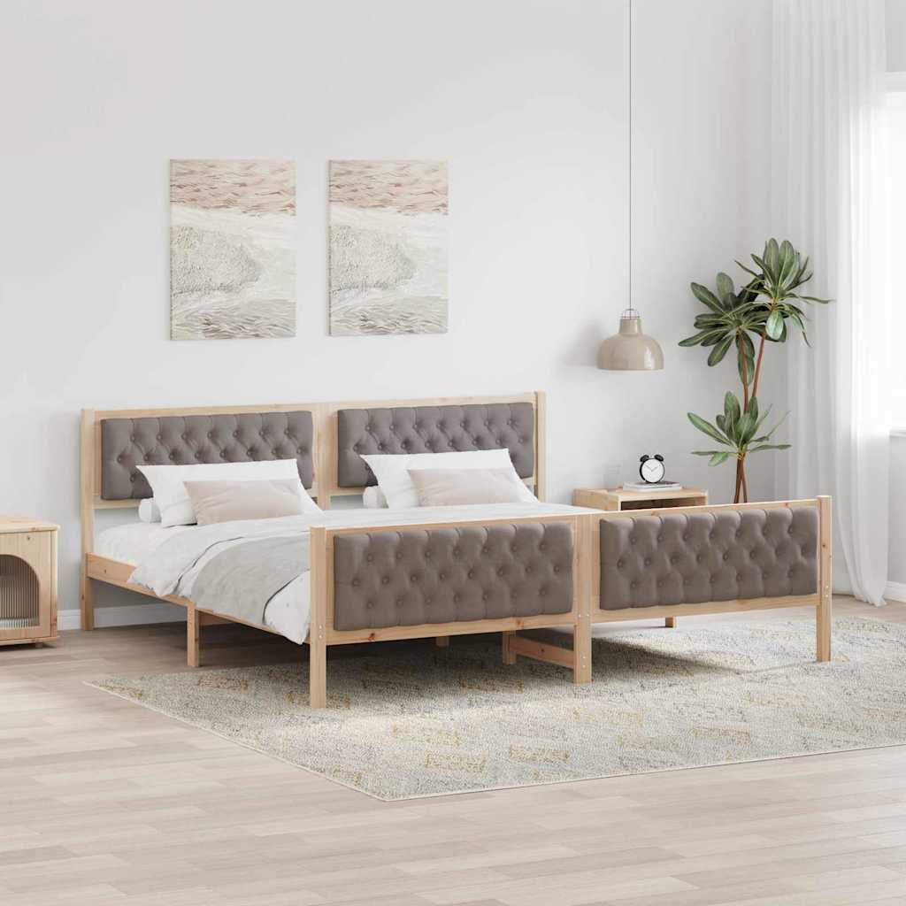Paturi & cadre pat - Cadru de pat cu headboard Gri taupe 200 x 200 cm țesătură