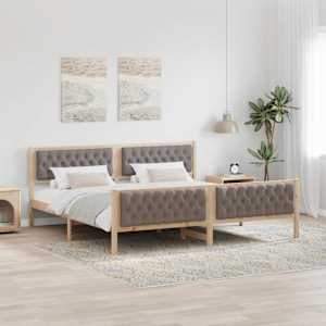 Rám postele s čelo Taupe 200 x 200 cm Masivní borové dřevo - obrázek 1