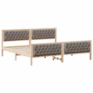 Rám postele s čelo Taupe 200 x 200 cm Masivní borové dřevo - obrázek 2