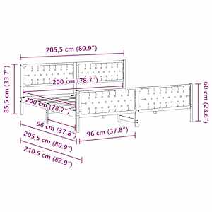 Rám postele s čelo Taupe 200 x 200 cm Masivní borové dřevo - obrázek 11