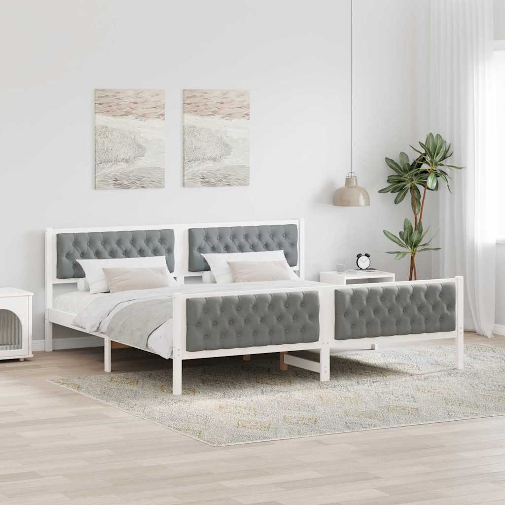 Paturi & cadre pat - Cadru de pat cu headboard Gri deschis 200 x 200 cm țesătură