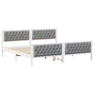 Rám postele Světle šedá 200 x 200 cm Masivní borové dřevo - obrázek 2
