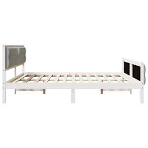 Rám postele Světle šedá 200 x 200 cm Masivní borové dřevo - obrázek 6