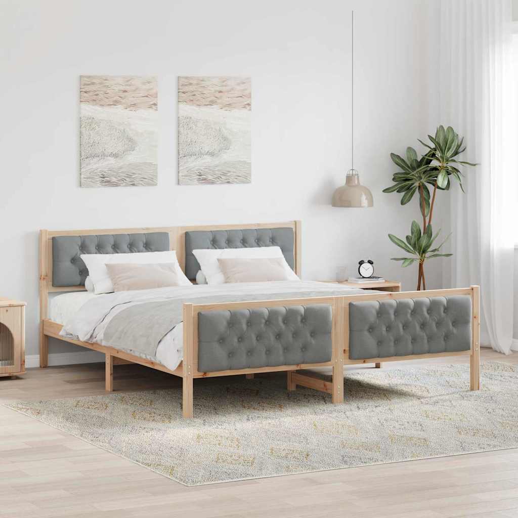 Paturi & cadre pat - Cadru de pat cu headboard Gri deschis 180 x 200 cm țesătură
