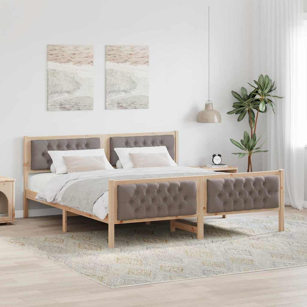 Paturi & cadre pat - Cadru de pat cu headboard Gri taupe 180 x 200 cm țesătură