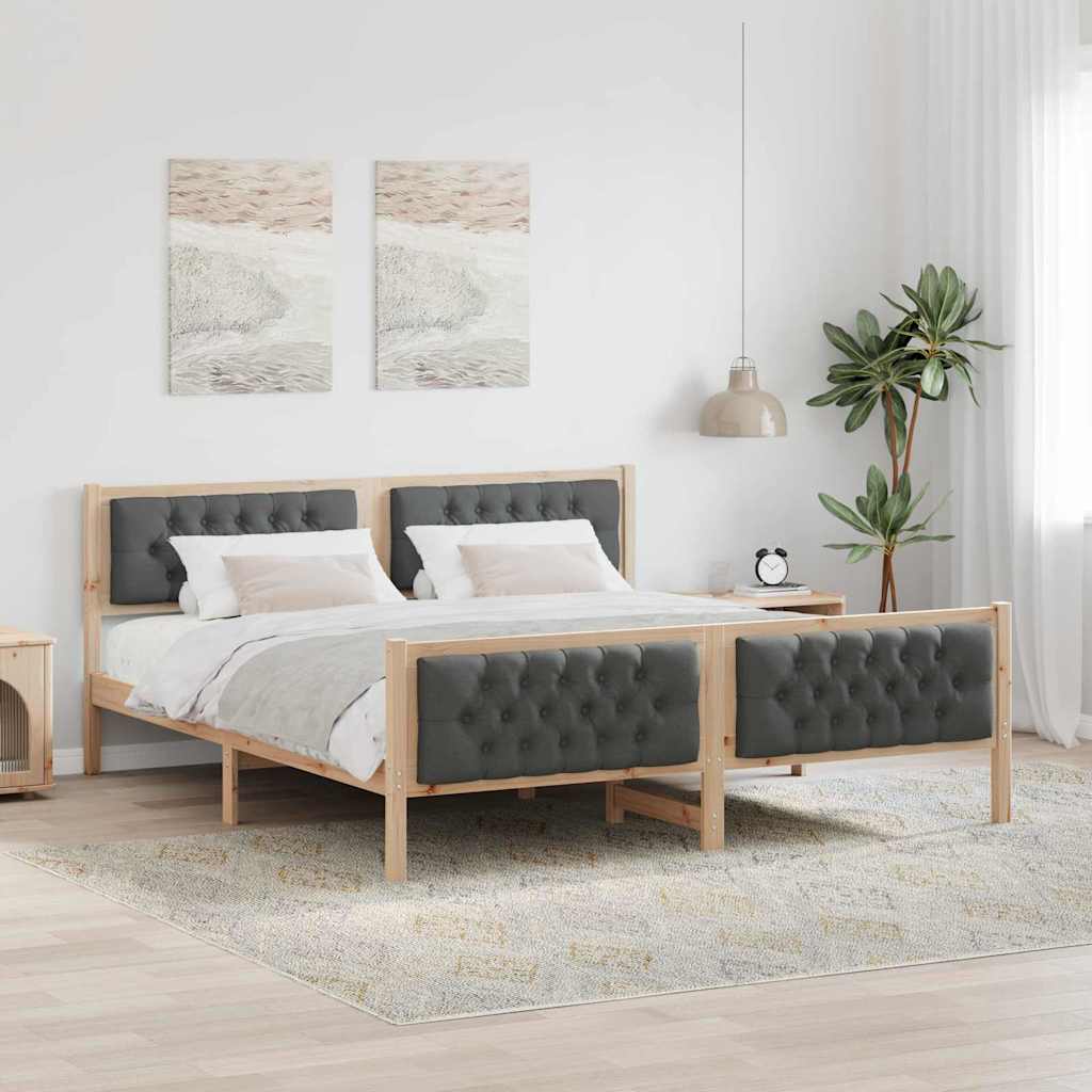 Paturi & cadre pat - Cadru de pat cu headboard Gri închis 160 x 200 cm țesătură